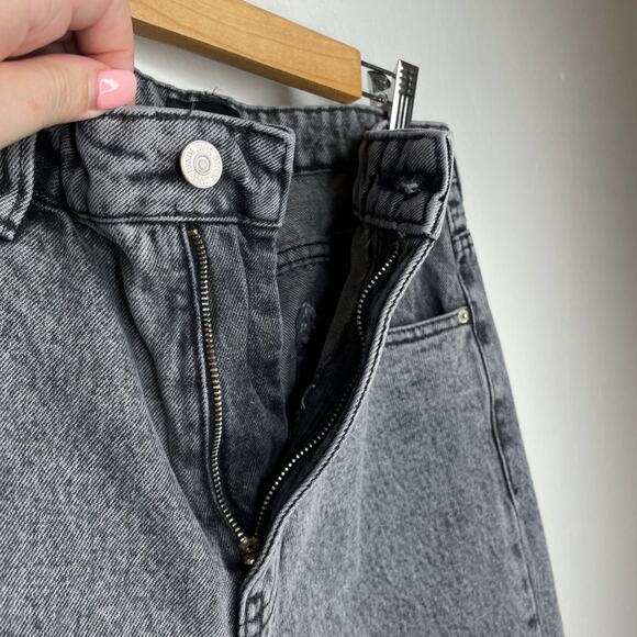 Zara Grey Acid Wash High Rise Distressed Denim Boyfriend Mom Jeans 4 - Picture 6 of 14